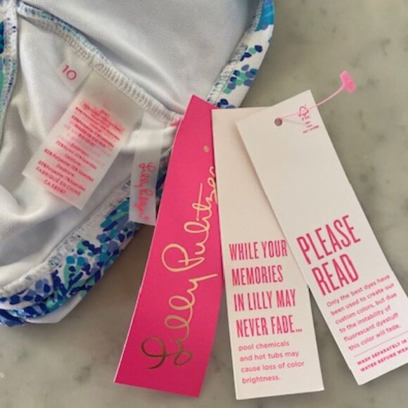 LILLY PULITZER Shell Me You Love Me Turquoise Yarrow High-Waisted Swim Bottom 10 - Picture 8 of 11